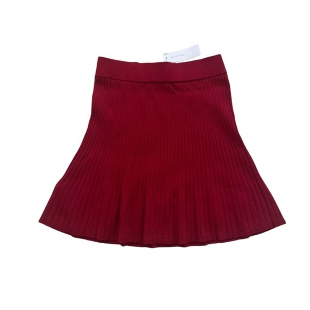 Ann Taylor Rich Red Ribbed Sweater Knit A-Line Skirt
